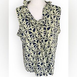 Lulu-B UPF 50+ Sleeveless Ruffle Top Size XL Navy Blue, White and Lime